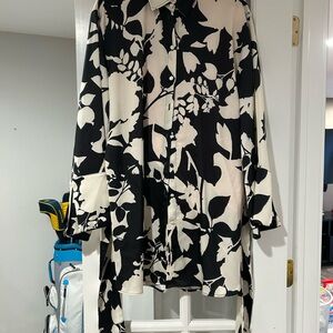 Topshop Black and White Long Sleeve Dress